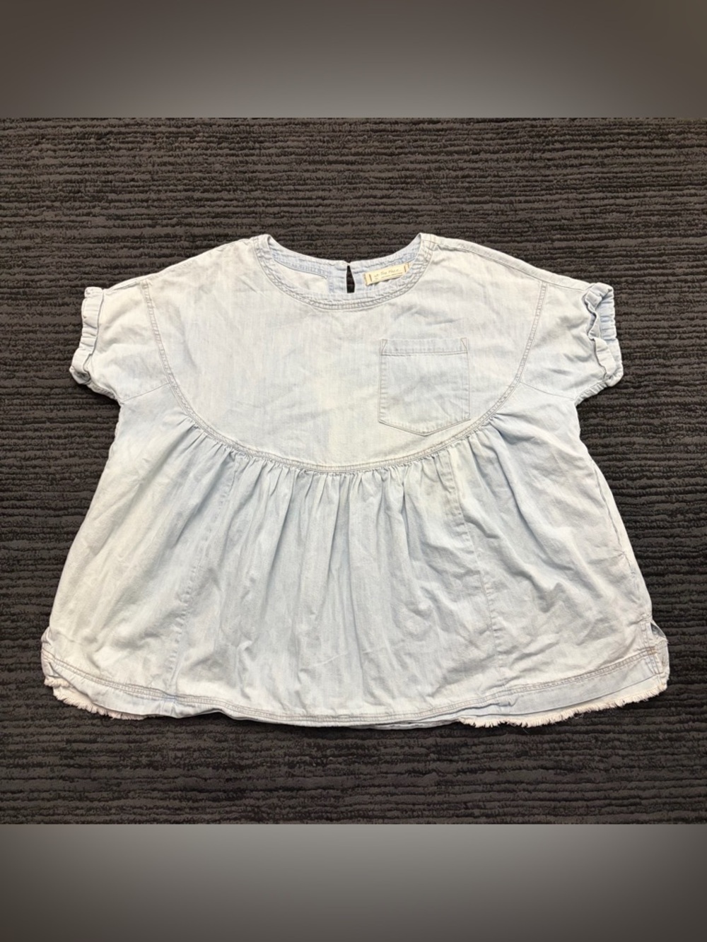 Free People Moon City Chambray Lightwash Denim Babydoll Mini Dress